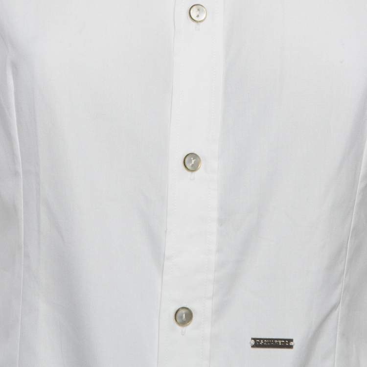 Pre Owned Dsquared2 White Cotton Buttoned Long Sleeve Shirt M