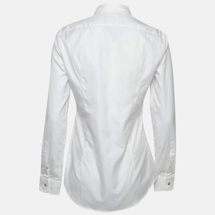 Pre Owned Dsquared2 White Cotton Buttoned Long Sleeve Shirt M