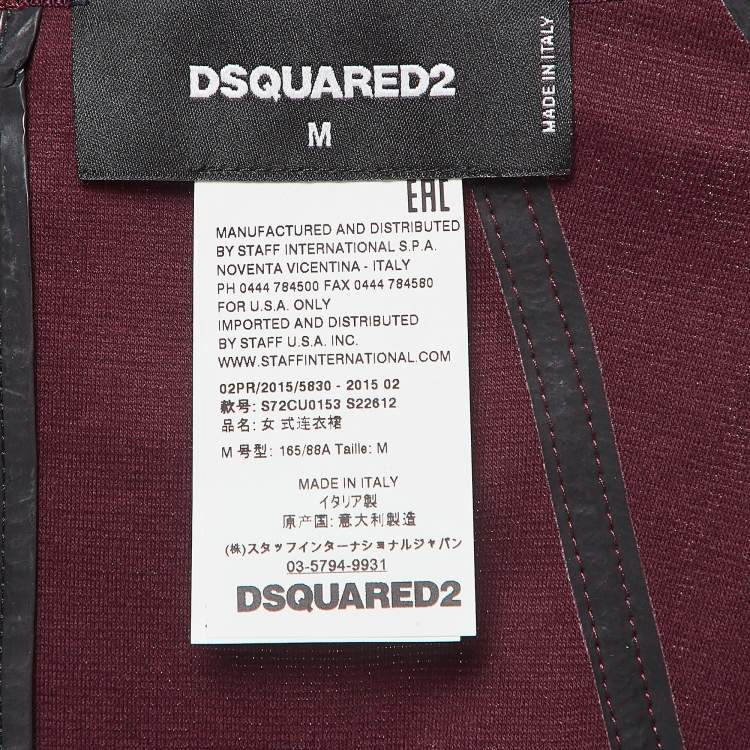 Pre Owned Dsquared2 Burgundy Cotton Knit Mini Dress M