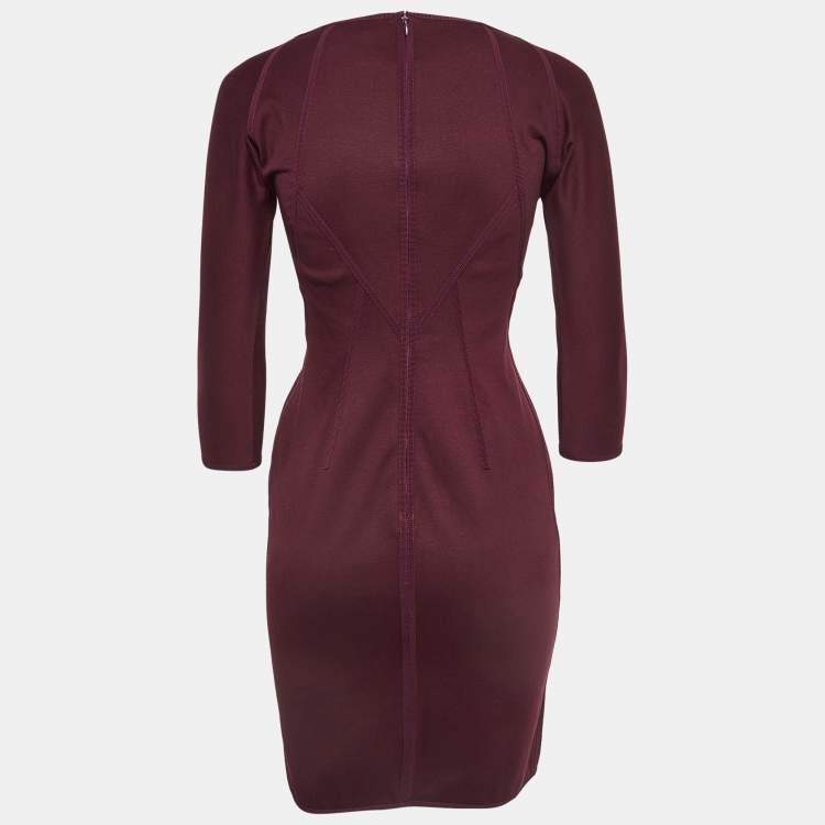 Pre Owned Dsquared2 Burgundy Cotton Knit Mini Dress M