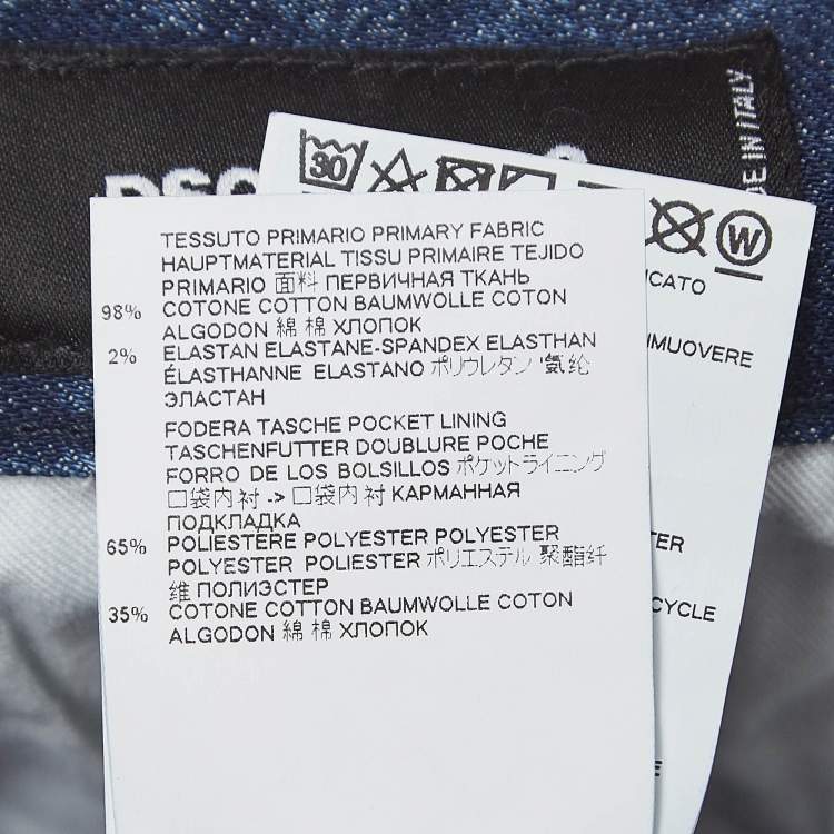 Pre Owned Dsquared2 Blue Distressed Denim Cropped Jeans S Waist 33"