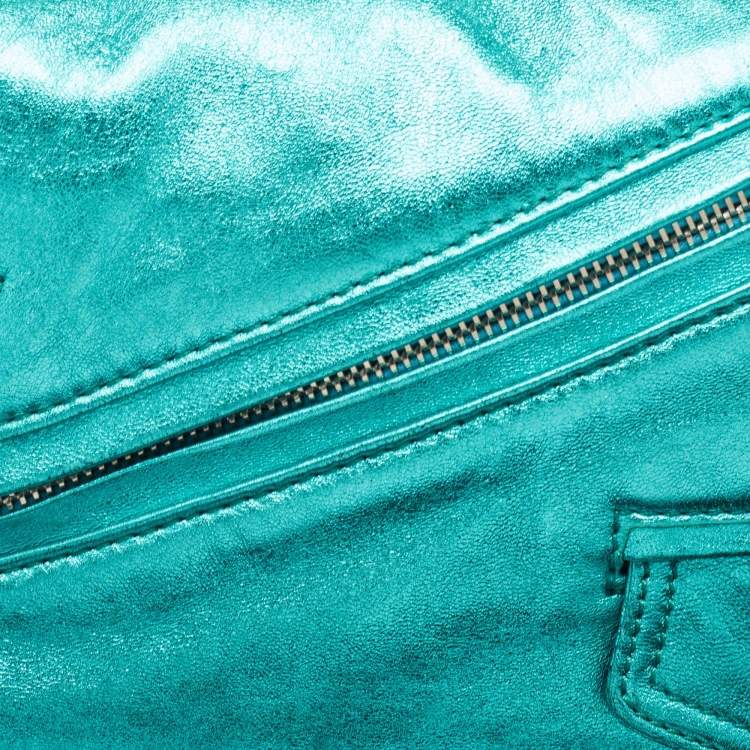 Pre Owned Dsquared2 Metallic Blue Leather Babe Wire Chain Clutch