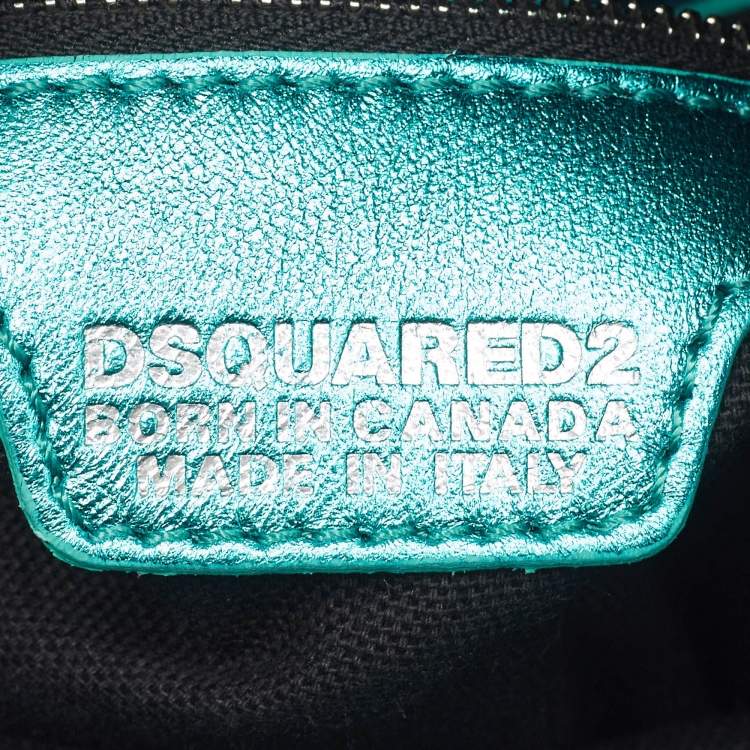 Pre Owned Dsquared2 Metallic Blue Leather Babe Wire Chain Clutch