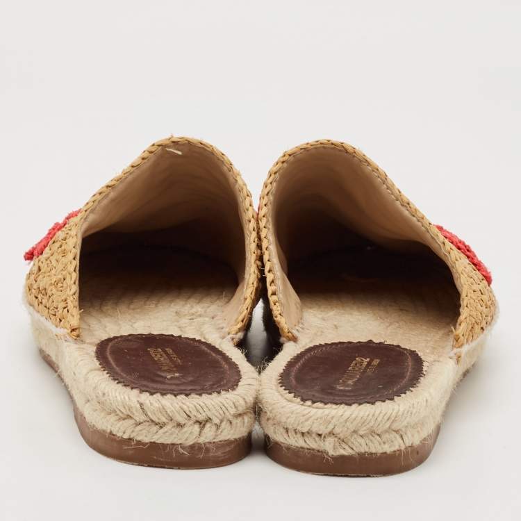 Pre Owned Dsquared2 Beige Straw Mules Size 38