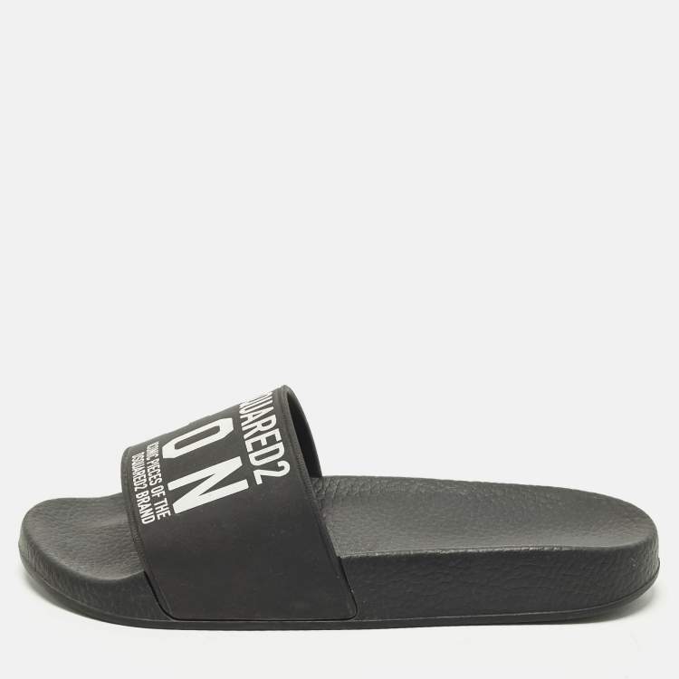 مملوكة مسبقًا Dsquared2 Icon Size 36 Black Rubber Pool Slide