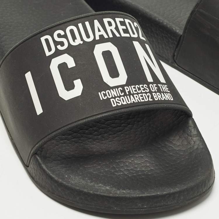 مملوكة مسبقًا Dsquared2 Icon Size 36 Black Rubber Pool Slide