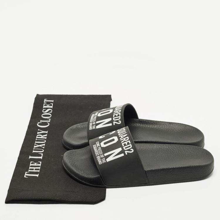 مملوكة مسبقًا Dsquared2 Icon Size 36 Black Rubber Pool Slide