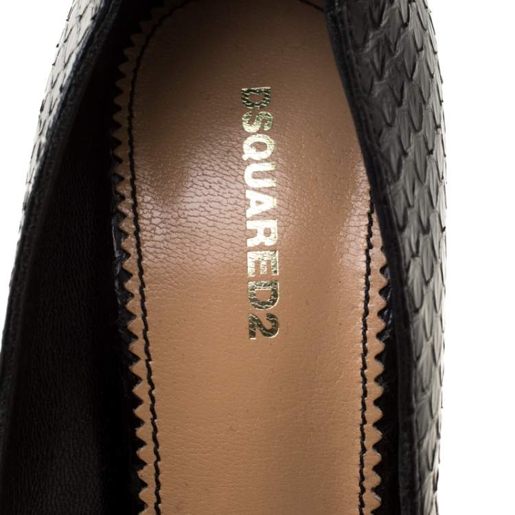Pre Owned Dsquared2 Black Python Leather Peep Toe Pumps Size 37