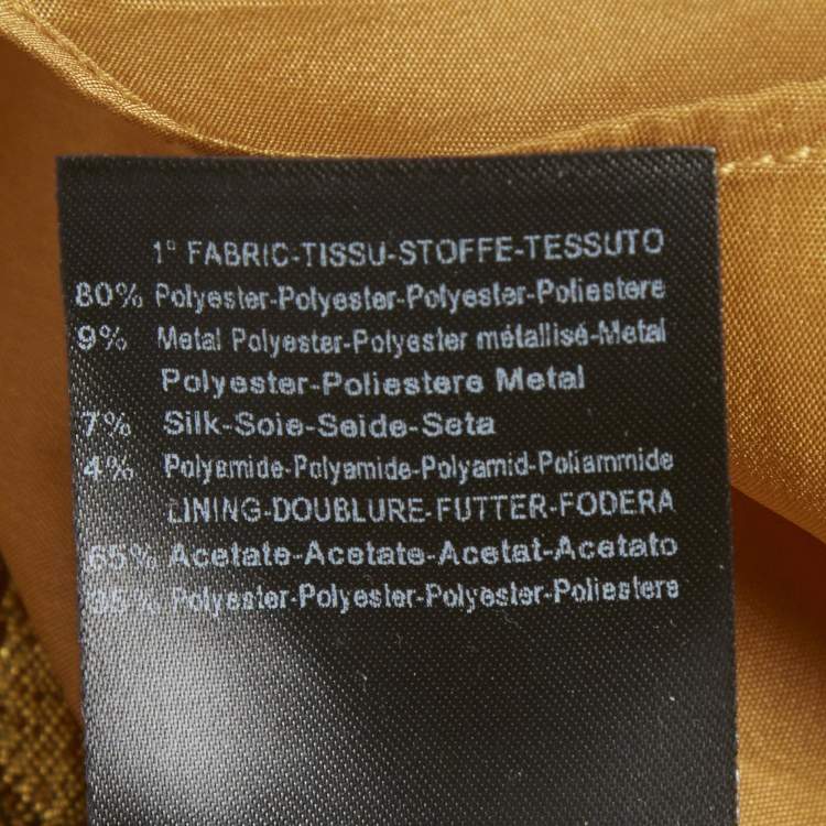 Pre Owned Dundas Metallic Gold Embossed One Shoulder Mini Dress S