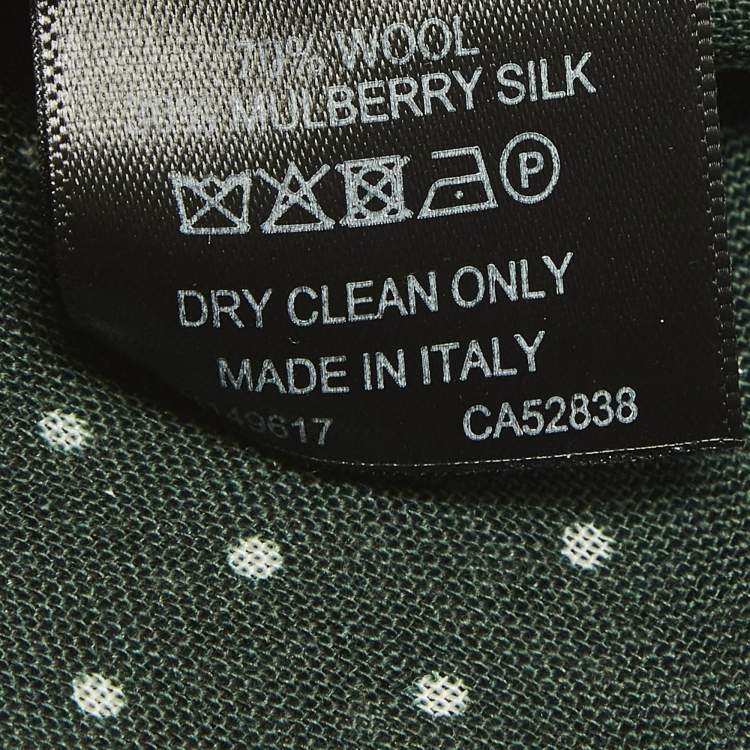 Pre Owned Dunhill Green Dotted Wool & Silk Scarf 