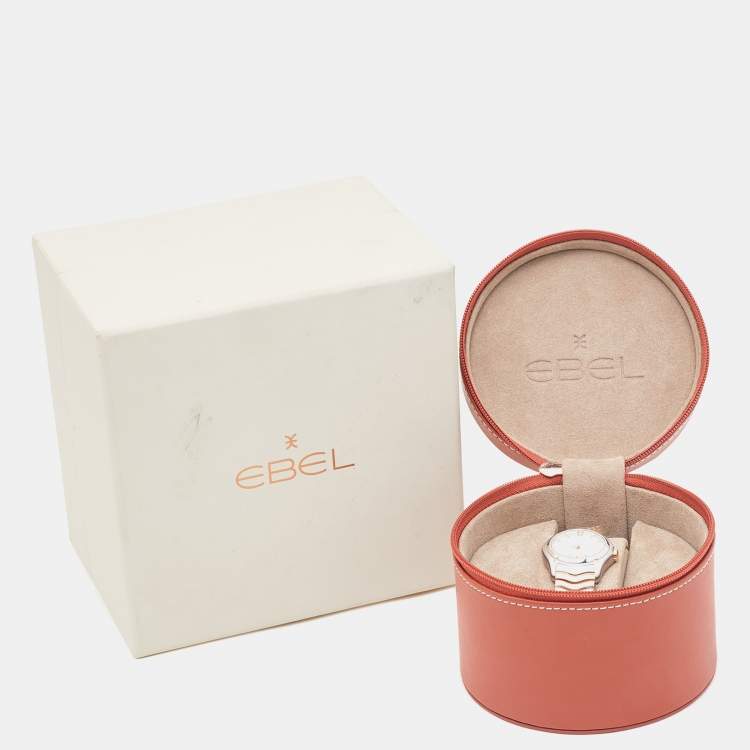 Pre Owned Ebel Silver 18k Rose Gold Stainless Steel Classic Wave 1216086 Women's Wristwatch 27 mm