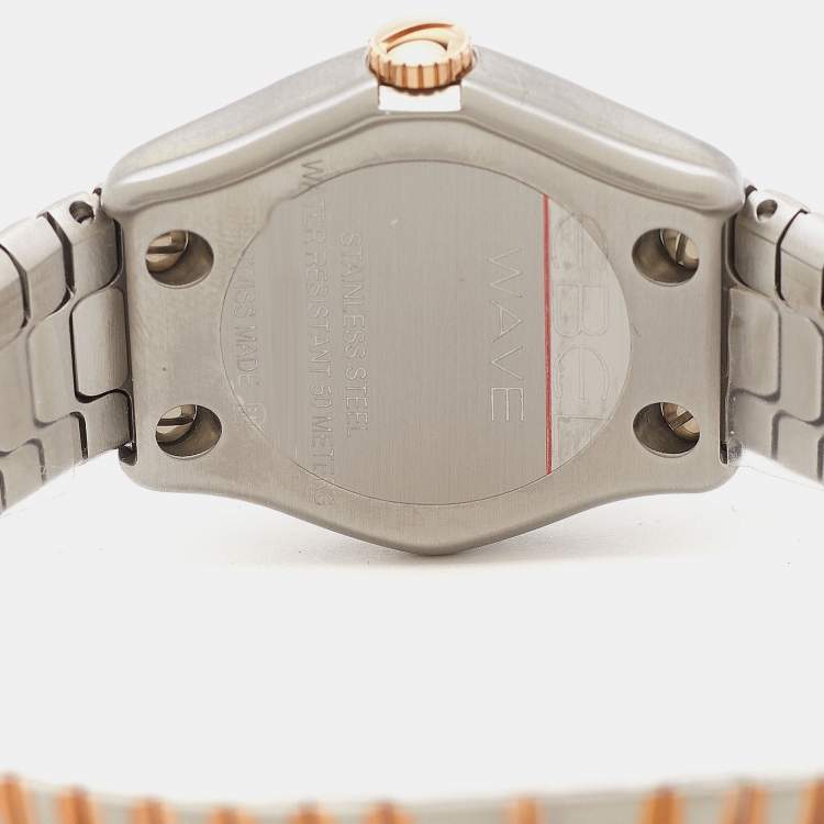 Pre Owned Ebel Silver 18k Rose Gold Stainless Steel Classic Wave 1216086 Women's Wristwatch 27 mm