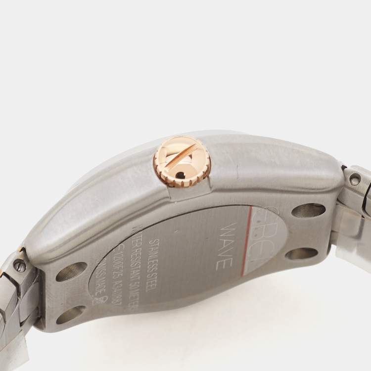 Pre Owned Ebel Silver 18k Rose Gold Stainless Steel Classic Wave 1216086 Women's Wristwatch 27 mm