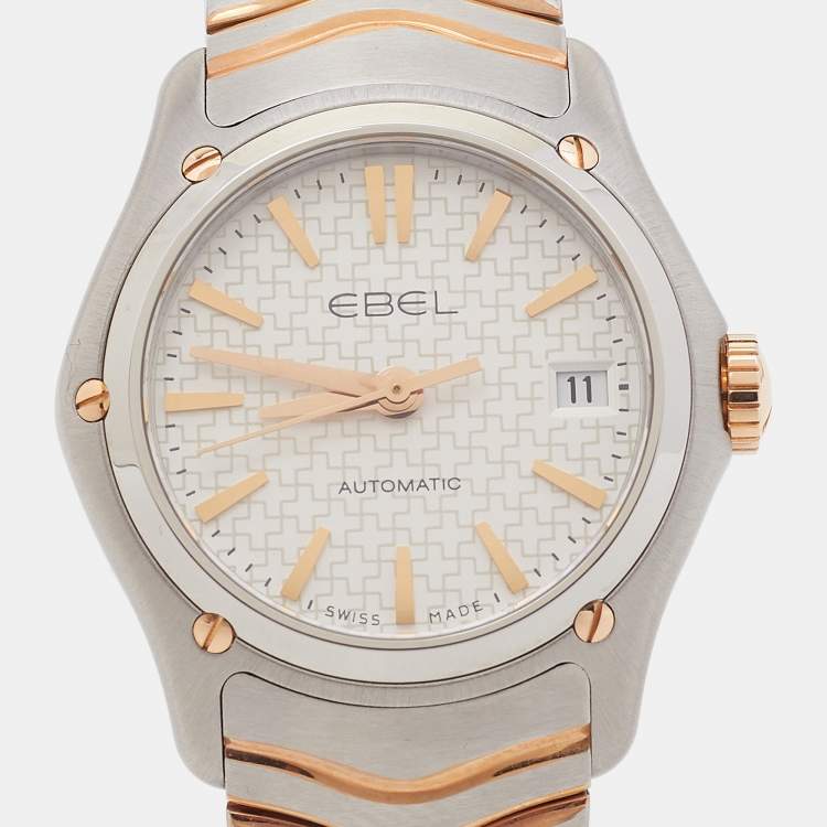 Pre Owned Ebel Silver 18k Rose Gold Stainless Steel Classic Wave 1216086 Women's Wristwatch 27 mm
