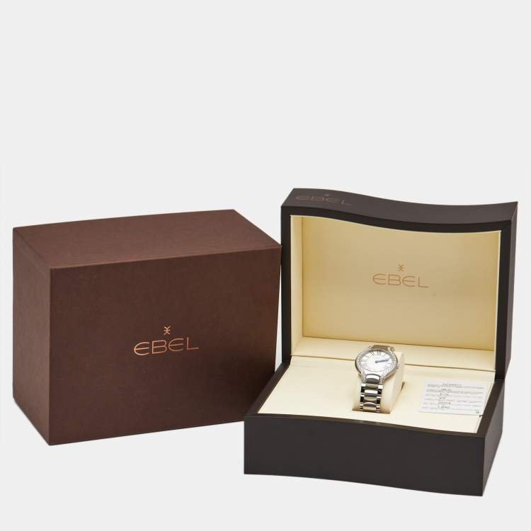 Pre Owned Ebel Silver Dial Stainless Steel Diamond Beluga 1216071 Women's Wristwatch 36.50 mm