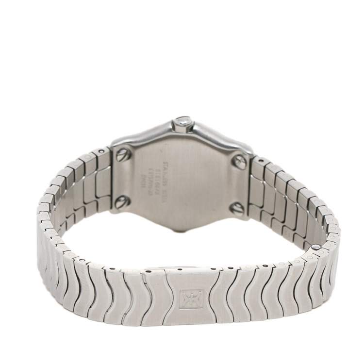 Pre Owned Ebel Mother of Pearl Stainless Steel Diamonds Classic Wave E91571169220 Women's Wristwatch 24 mm
