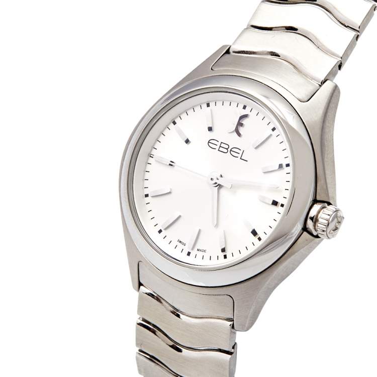 Pre Owned Ebel Silver Stainless Steel Wave 1216191 Women's Wristwatch 30 mm