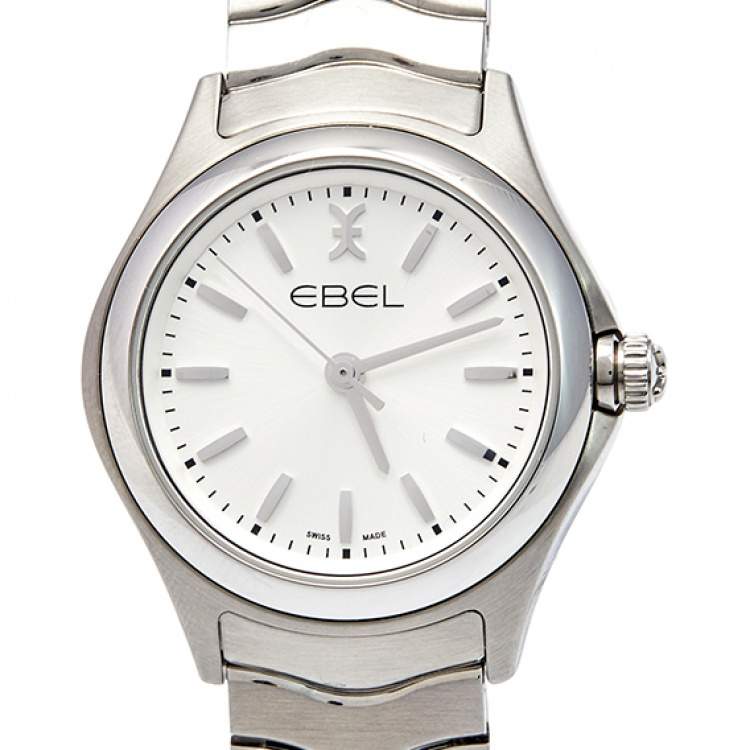 Pre Owned Ebel Silver Stainless Steel Wave 1216191 Women's Wristwatch 30 mm