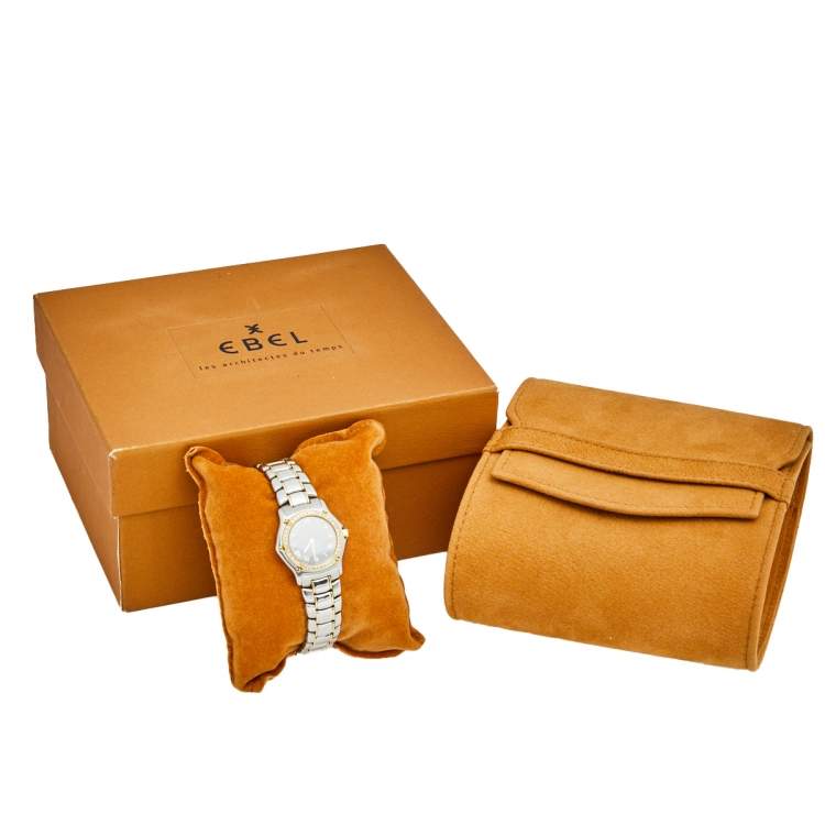 Pre Owned Ebel Black 18k Yellow Gold Stainless Steel Diamond 1057902 Women's wristwatch 24 mm 