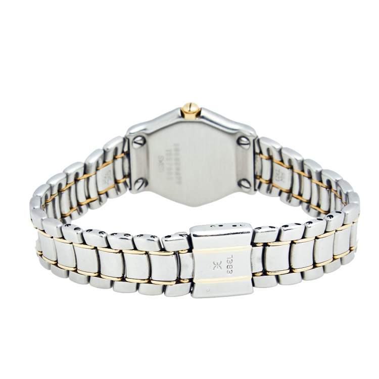 Pre Owned Ebel Black 18k Yellow Gold Stainless Steel Diamond 1057902 Women's wristwatch 24 mm 