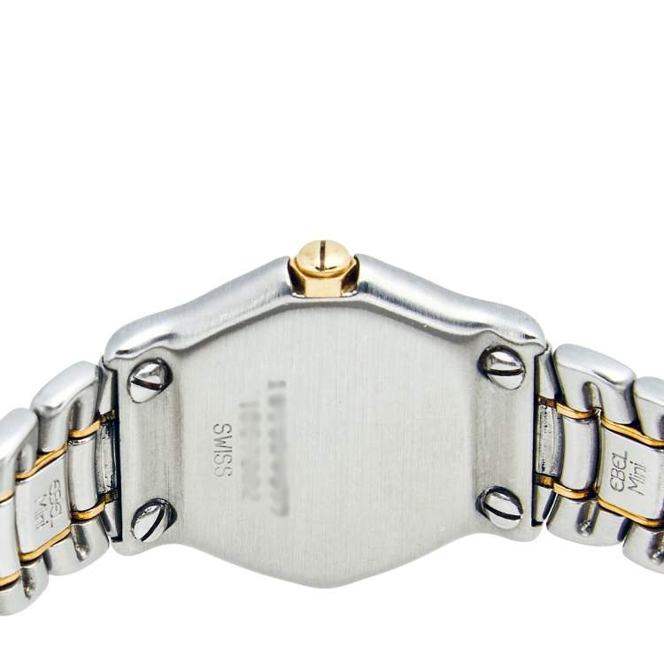Pre Owned Ebel Black 18k Yellow Gold Stainless Steel Diamond 1057902 Women's wristwatch 24 mm 