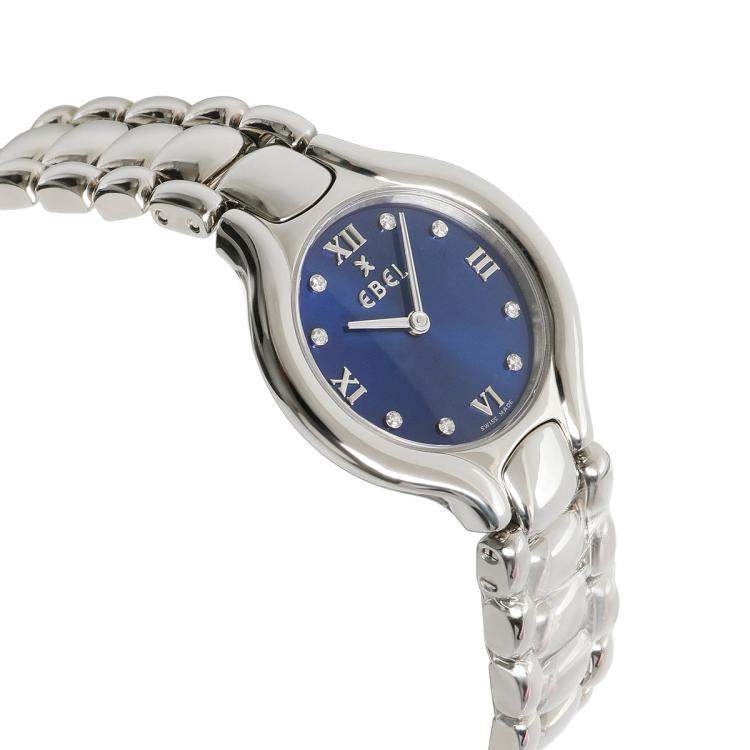Pre Owned Ebel Blue Stainless Steel Beluga 9976411/4850 Women's Wristwatch 24.5 MM