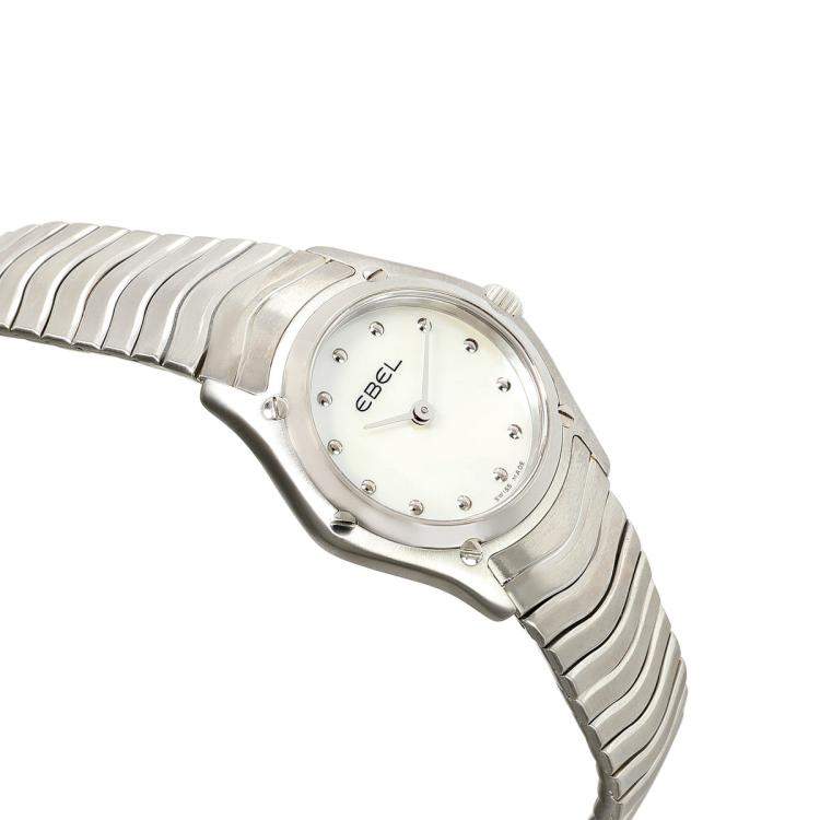 Pre Owned Ebel MOP Diamonds Stainless Steel Classic Wave 9003F11/9245 Women's Wristwatch 23.5 MM