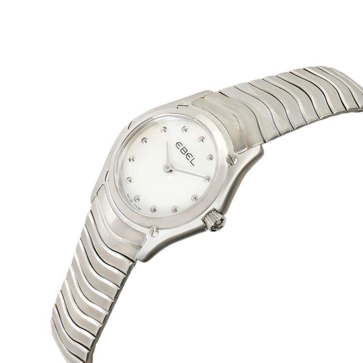 Pre Owned Ebel MOP Diamonds Stainless Steel Classic Wave 9003F11/9245 Women's Wristwatch 23.5 MM