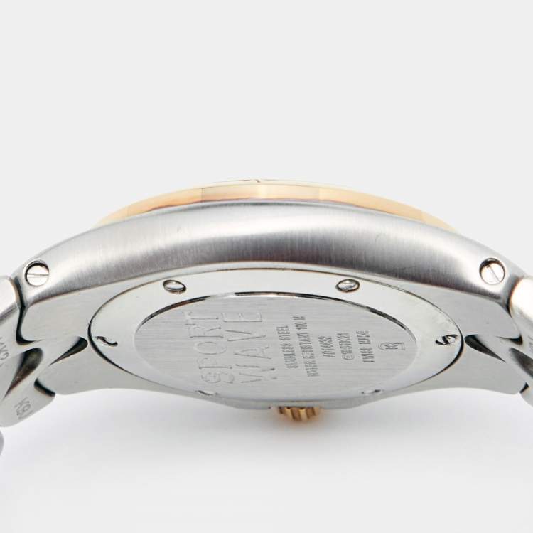 Pre Owned Ebel Silver 18k Yellow Gold Stainless Steel Sport Wave E1957K21 Women's Wristwatch 28 mm