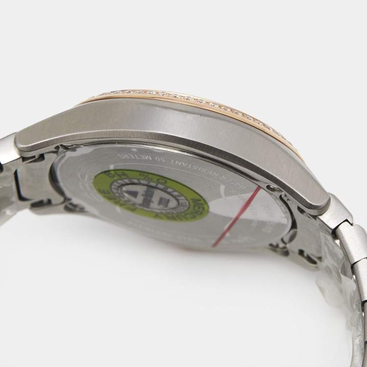 Pre Owned Ebel Mother of Pearl 18k Rose Gold Stainless Diamond Steel Wave 1216325 Women's Wristwatch 30 mm