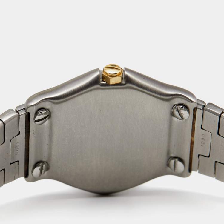 Pre Owned Ebel Champagne 18k Yellow Gold Stainless Steel Classic Wave 166901 Women's Wristwatch 24 mm