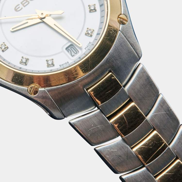 Pre Owned ساعة يد نسائية إبيل كلاسيك سبورت 99450 ستانلس ستيل ذهب أصفر عيار 18 وصدف 28مم