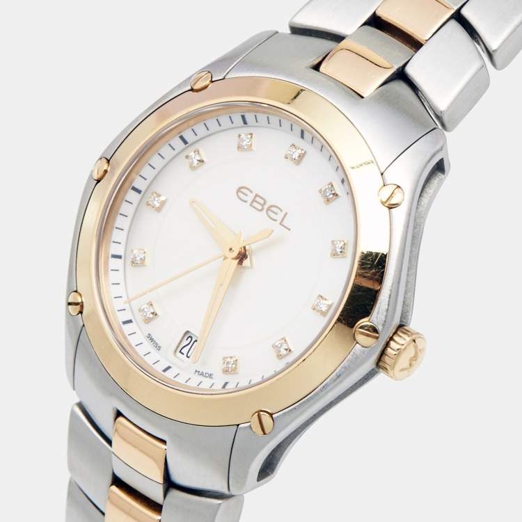 Pre Owned ساعة يد نسائية إبيل كلاسيك سبورت 99450 ستانلس ستيل ذهب أصفر عيار 18 وصدف 28مم