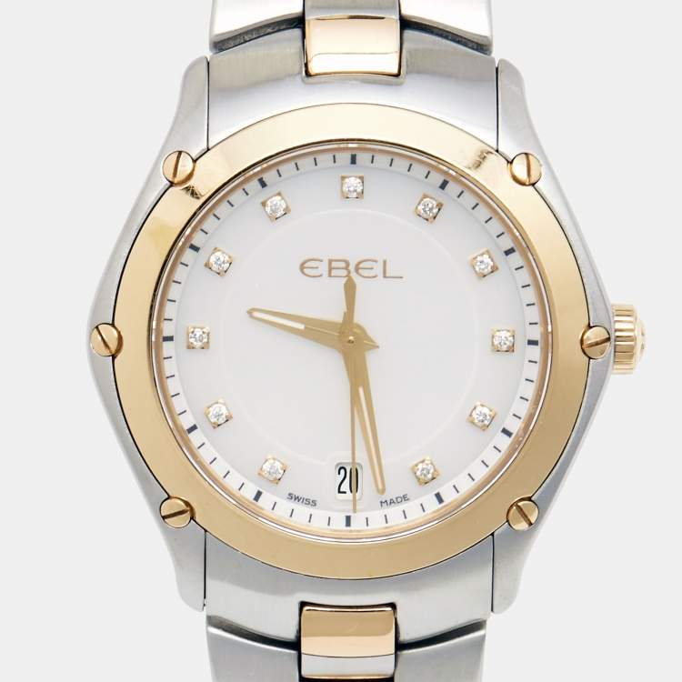 Pre Owned ساعة يد نسائية إبيل كلاسيك سبورت 99450 ستانلس ستيل ذهب أصفر عيار 18 وصدف 28مم