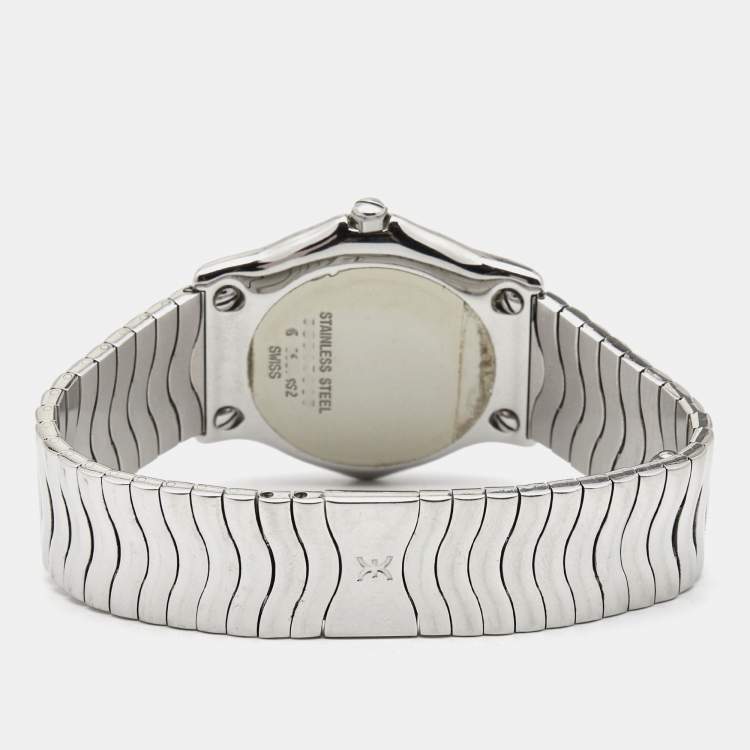 Pre Owned Ebel Grey Diamond Stainless Steel Sport Classic 9087132 Women's Wristwatch 33 mm 