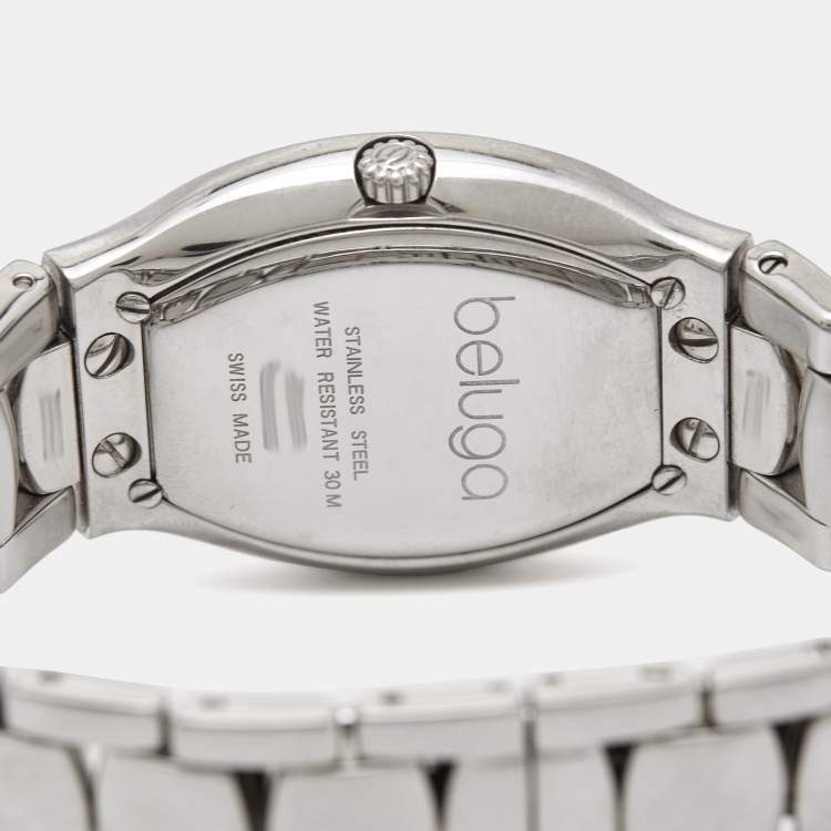 Pre Owned Ebel Mother of Pearl Diamond Stainless Steel Beluga Tonneau 9901G38 Women's Wristwatch 28 mm 