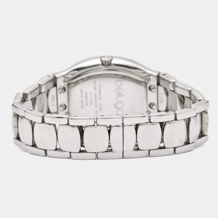Pre Owned Ebel Mother of Pearl Diamond Stainless Steel Beluga Tonneau 9901G38 Women's Wristwatch 28 mm 