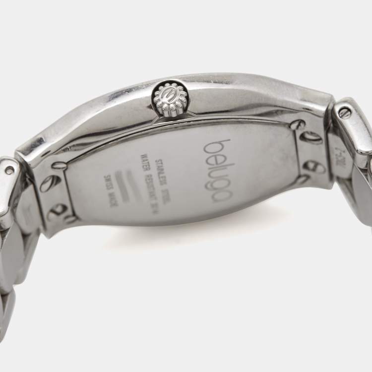 Pre Owned Ebel Mother of Pearl Diamond Stainless Steel Beluga Tonneau 9901G38 Women's Wristwatch 28 mm 