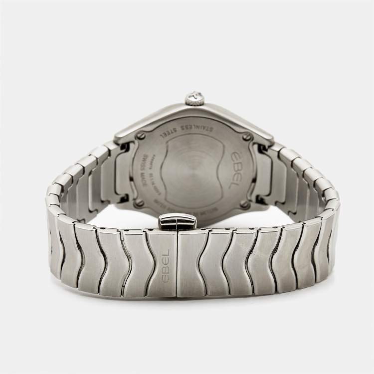Pre Owned Ebel Mother of Pearl Diamond Stainless Steel Wave 1216270 Women's Wristwatch 30 mm