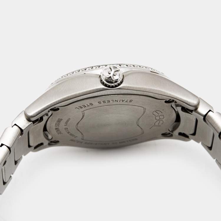 Pre Owned Ebel Mother of Pearl Diamond Stainless Steel Wave 1216270 Women's Wristwatch 30 mm