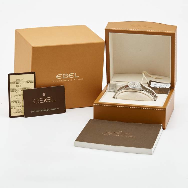 Pre Owned Ebel Mother of Pearl Diamond Stainless Steel Wave 1216270 Women's Wristwatch 30 mm