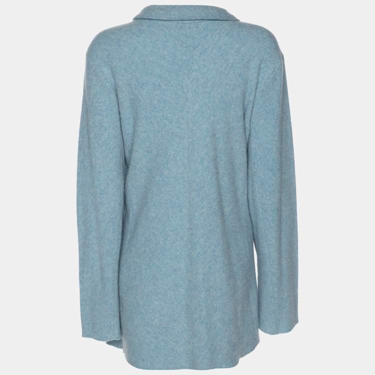 Pre Owned Eileen Fisher Blue Wool Button Front Blazer XXL