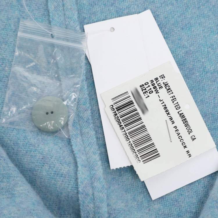 Pre Owned Eileen Fisher Blue Wool Button Front Blazer XXL