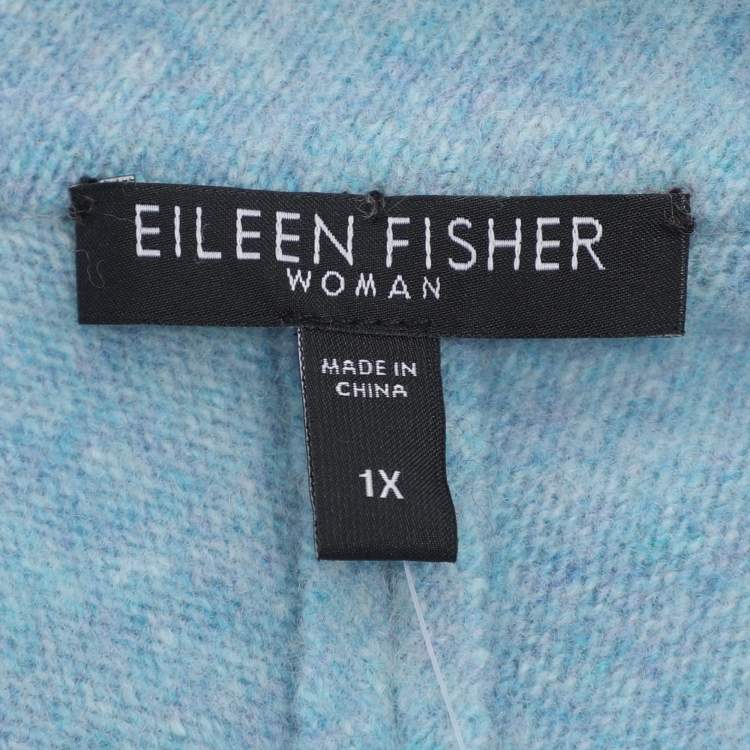 Pre Owned Eileen Fisher Blue Wool Button Front Blazer XXL