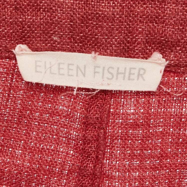 Pre Owned Eileen Fisher Red Linen Mid-Length Coat M