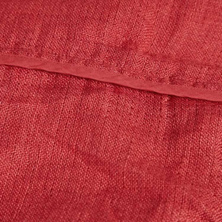 Pre Owned Eileen Fisher Red Linen Mid-Length Coat M