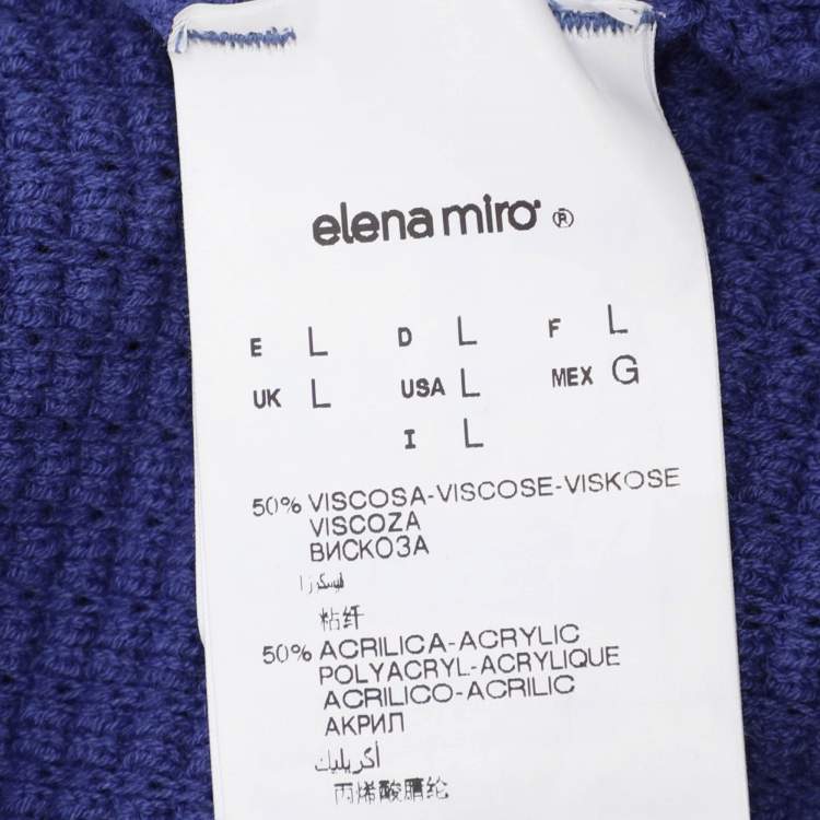 Pre Owned Elena Miro Blue Knit Cardigan L