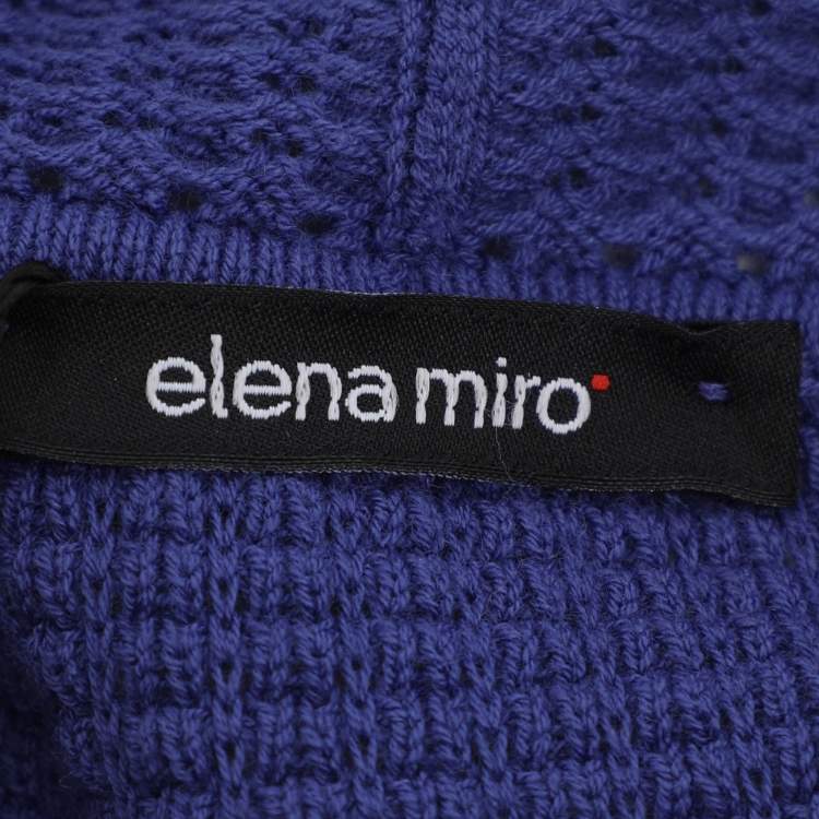 Pre Owned Elena Miro Blue Knit Cardigan L