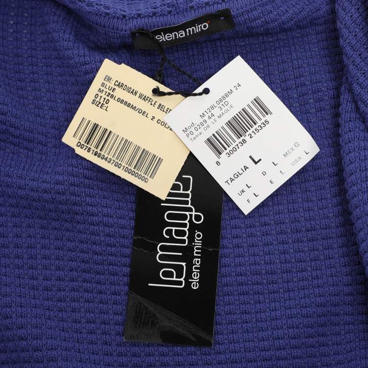 Pre Owned Elena Miro Blue Knit Cardigan L