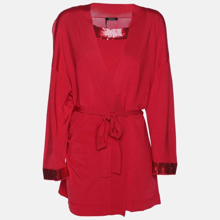 Pre Owned Elena Miro Pink Jersey Sequined Twinset Cardigan XL